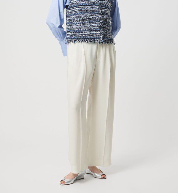 UNITED ARROWS「P 2タック ワイドパンツ WHITE ‐ウォッシャブル‐」|スラックス|OFF WHITE