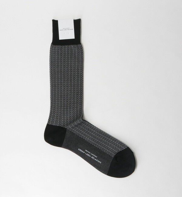 UNITED ARROWS green label relaxing「シルケット へリンボーン ドレスソックス」|ソックス|BLACK