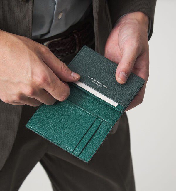 UNITED ARROWS green label relaxing「シボ レザーライク フラップ カードケース」|名刺入れ・カードケース|DK.GREEN