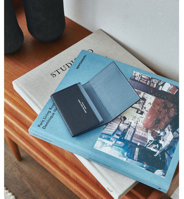 UNITED ARROWS green label relaxing「シボ レザーライク フラップ カードケース」|名刺入れ・カードケース|NAVY