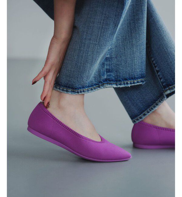 UNITED ARROWS green label relaxing「ウェルネス ニット フラットシューズ -撥水・ウォッシャブル-」|ローファー|PINK