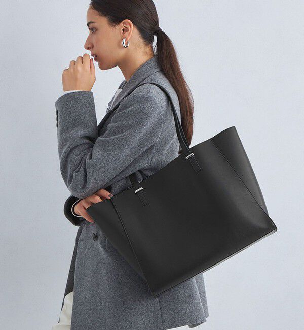 UNITED ARROWS green label relaxing「【WEB限定】ワンポイント シンプル トートバッグ（ソフトPCバッグ付） / A4 / 通勤」|トートバッグ|BLACK