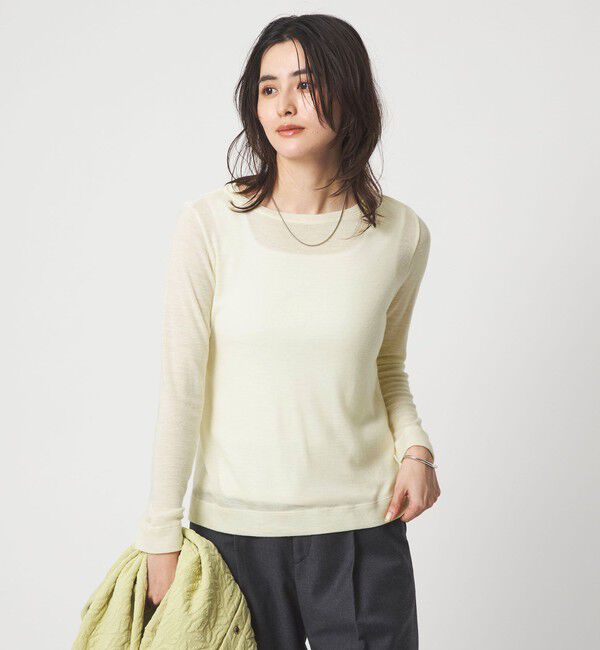 UNITED ARROWS green label relaxing「ウール フライス クルーネック カットソー オフホワイト ウォッシャブル」|Tシャツ・カットソー|OFF WHITE