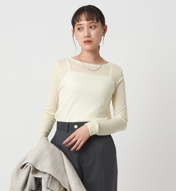 UNITED ARROWS green label relaxing「ウール フライス クルーネック カットソー オフホワイト ウォッシャブル」|Tシャツ・カットソー|