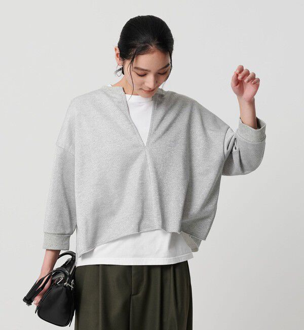 BEAUTY&YOUTH UNITED ARROWS「【WEB限定】ラメ裏毛 キーネック 8分袖プルオーバー」|Tシャツ・カットソー|