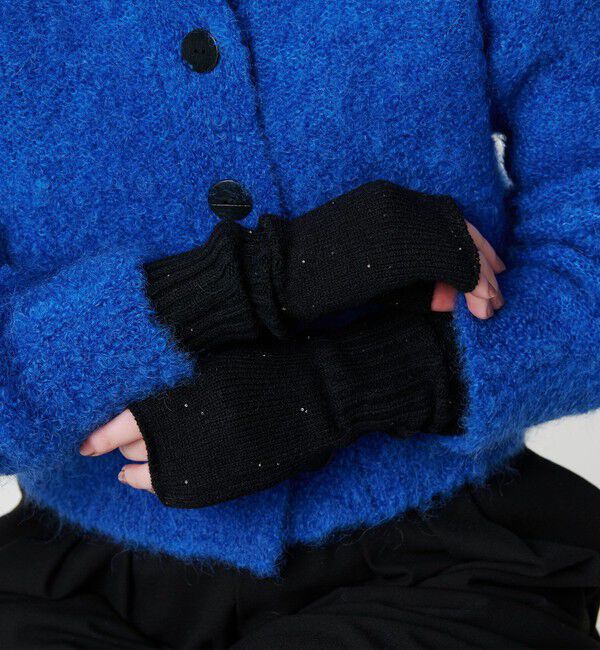 BEAUTY&YOUTH UNITED ARROWS「スパンコール リブ フィンガーレス グローブ」|手袋|