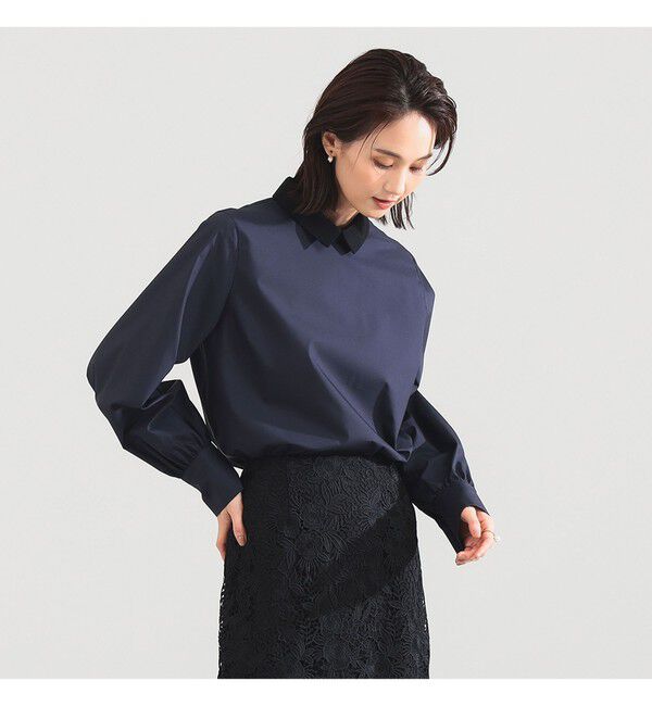 Demi-Luxe BEAMS 「グログラン カラー ブラウス」|シャツ・ブラウス|NAVY