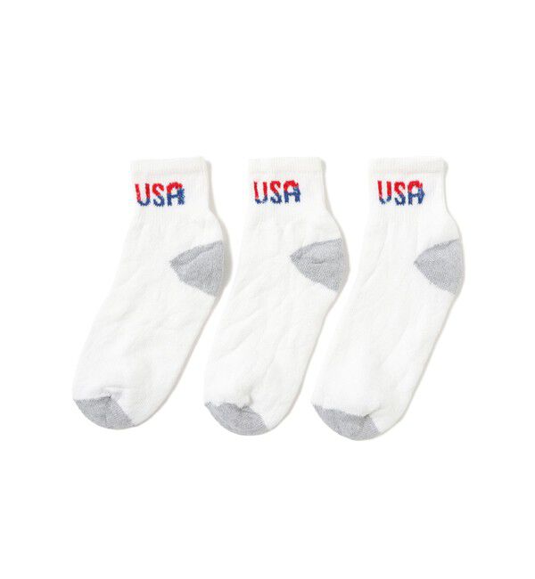 BEAMSBOY「THE RAILROAD SOCK / USA クォーターソックス 3P」|ソックス|WHITE