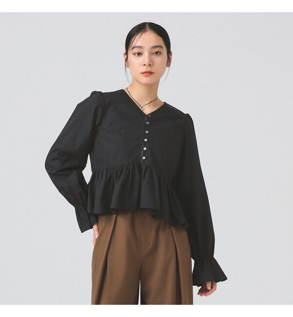 Ray BEAMS 「ギャザー ペプラム Vネック ブラウス」|シャツ・ブラウス|