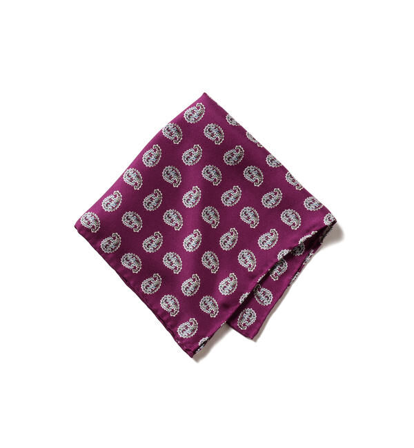 BEAMS PLUS「BEAMS PLUS / ビッグ ペイズリープリント シルク チーフ」|ハンカチ|WINE