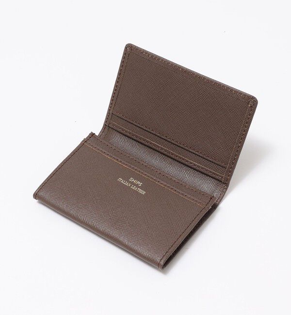 SHIPS「SHIPS:【SAFFIANO LEATHER】イタリアンレザー  カードケース （名刺入れ）」|名刺入れ・カードケース|ブラウン