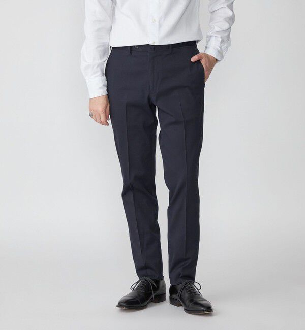 SHIPS「SHIPS:〈手洗い可能〉コットン ノープリーツ コードレーン パンツ」|チノ|ネイビー