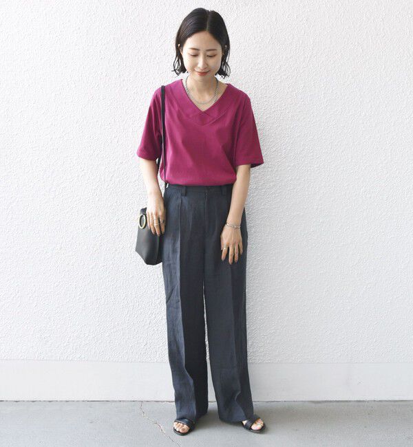 SHIPS for women「【WEB限定】〈ネックが選べる2サイズ展開〉オーガニックコットン バリエーションネック TEE」|Tシャツ・カットソー|