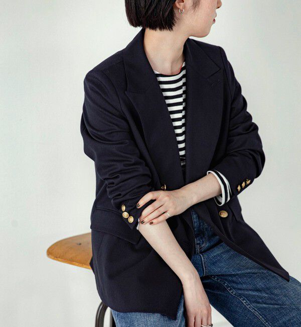 quaranciel「quaranciel:〈洗濯機可能〉ハンサム ダブルブレスト ブレザー ジャケット（セットアップ対応）」|テーラードジャケット|ネイビー