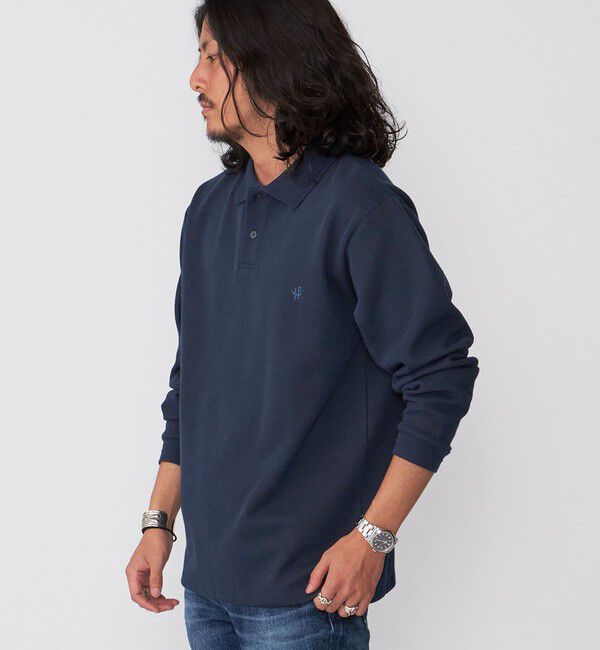 SHIPS「【WEB限定】SHIPS: ワンポイント ロゴ バーズアイ ロングスリーブ ポロシャツ」|ポロシャツ|