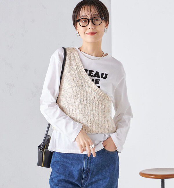 SHIPS for women「〈手洗い可能〉カールヤーン スパンコール ワンショルダー 24SS ◇」|ベスト・ジレ|