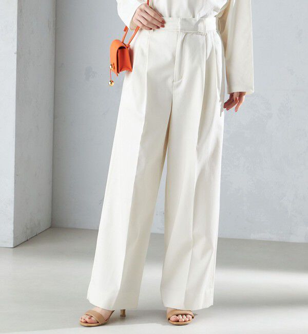 SHIPS for women「〈手洗い可能〉ハイカウント ツイル チノ タック パンツ 24SS ◇」|チノ|