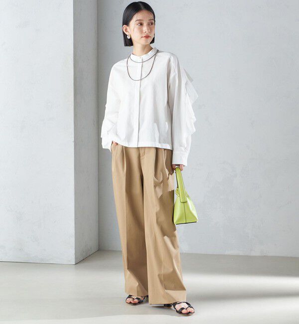 SHIPS for women「〈手洗い可能〉ハイカウント ツイル チノ タック パンツ 24SS ◇」|チノ|