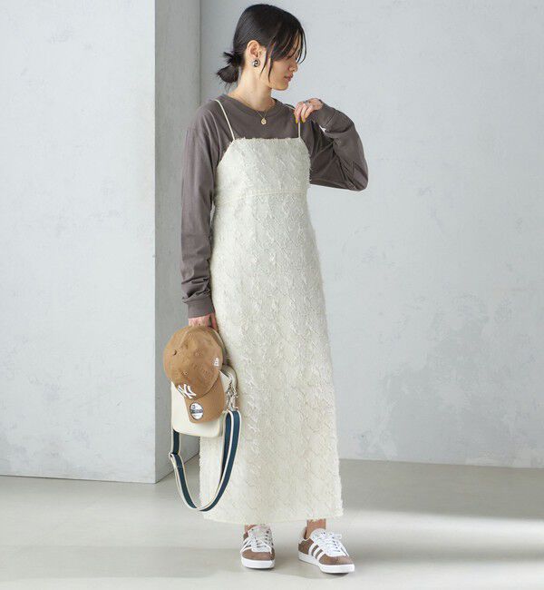 SHIPS for women「〈手洗い可能〉フリンジ ジャカード キャミ ワンピース 24SS」|ワンピース|