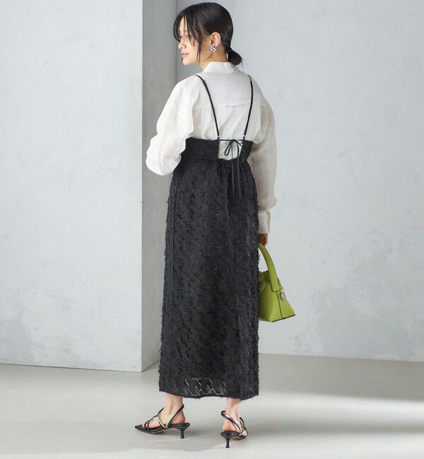 SHIPS for women「〈手洗い可能〉フリンジ ジャカード キャミ ワンピース 24SS」|ワンピース|