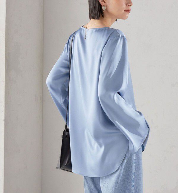 SHIPS for women「〈手洗い可能〉サテン ブラウス◇」|シャツ・ブラウス|ライトブルー