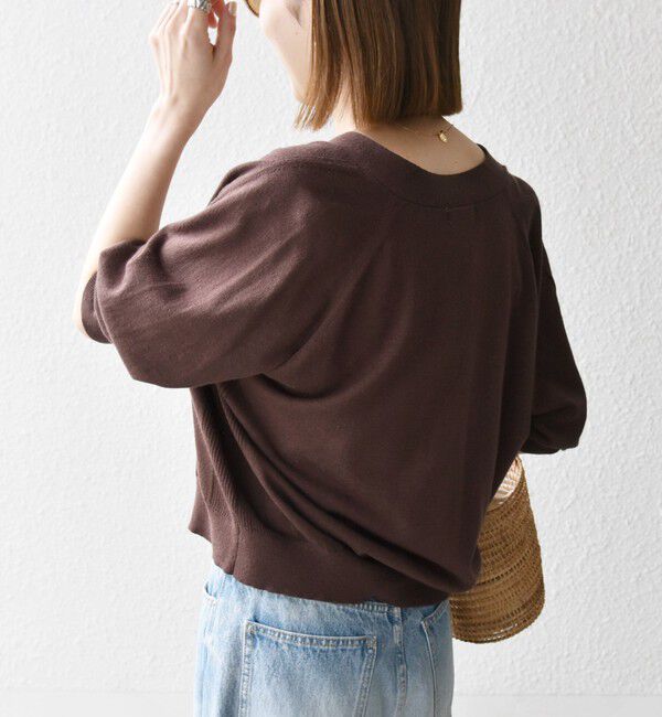 SHIPS any「《一部追加予約》SHIPS any:〈手洗い可能〉リネン ミックス Vネック ショート シアー カーディガン」|カーディガン|