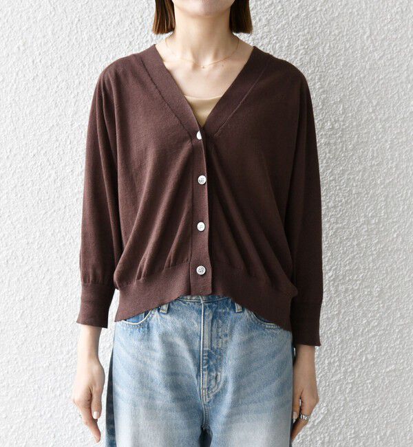 SHIPS any「《一部追加予約》SHIPS any:〈手洗い可能〉リネン ミックス Vネック ショート シアー カーディガン」|カーディガン|