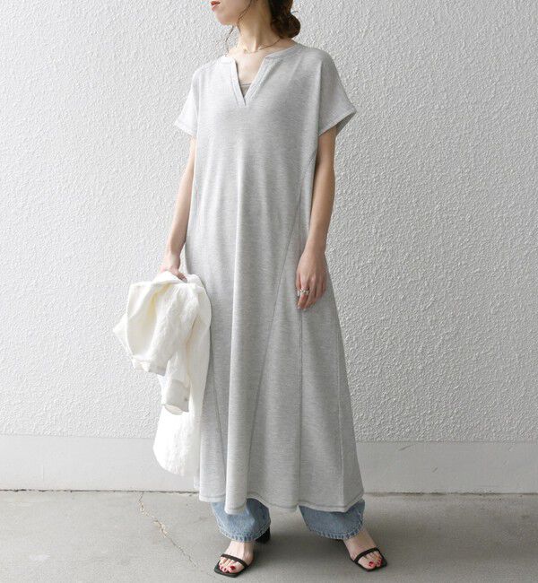 SHIPS any「SHIPS any:〈洗濯機可能〉ワッフル スキッパー Aライン ワンピース」|ワンピース|