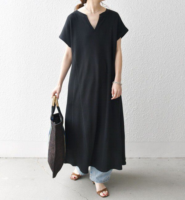 SHIPS any「SHIPS any:〈洗濯機可能〉ワッフル スキッパー Aライン ワンピース」|ワンピース|