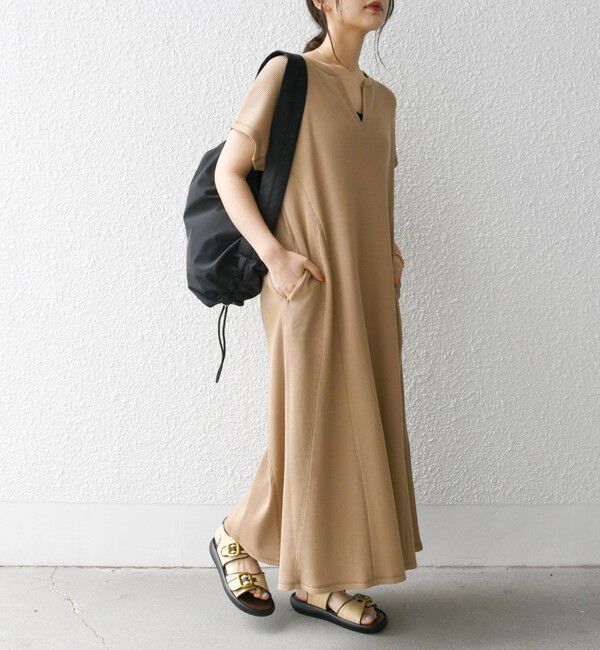 SHIPS any「SHIPS any:〈洗濯機可能〉ワッフル スキッパー Aライン ワンピース」|ワンピース|