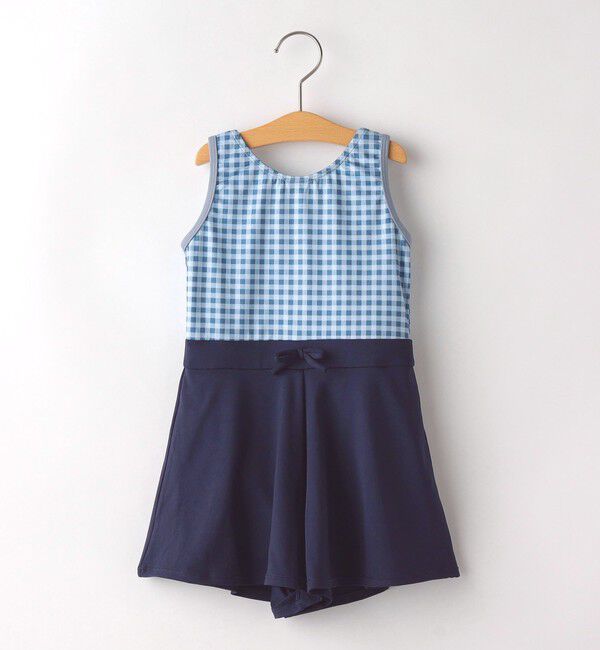 SHIPS KIDS「SHIPS KIDS:90～130cm / ギンガムチェック 無地 スイム ワンピース」|コンビネゾン|