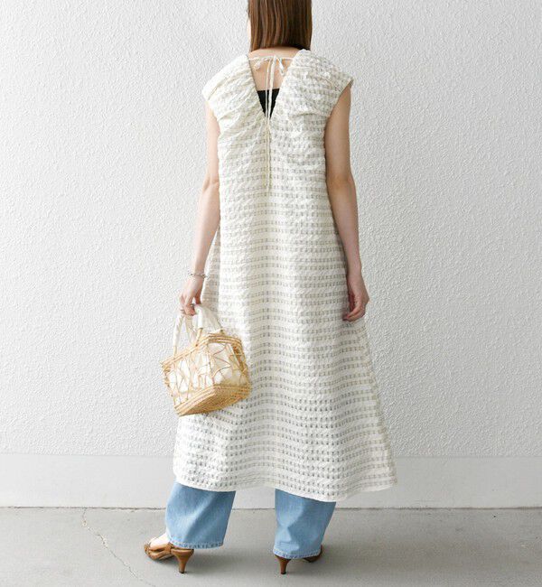 SHIPS any「SHIPS any:〈洗濯機可能〉シアー チェック パフショルダー ワンピース」|ワンピース|ナチュラル