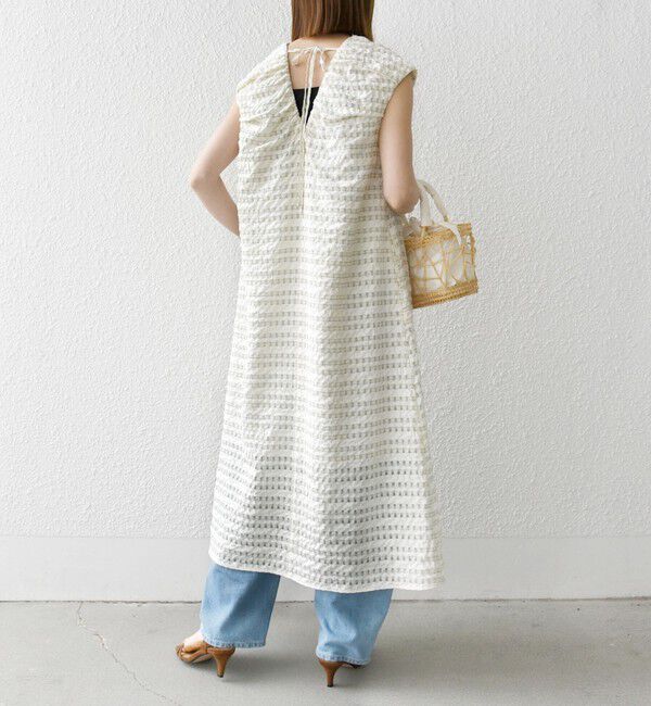 SHIPS any「SHIPS any:〈洗濯機可能〉シアー チェック パフショルダー ワンピース」|ワンピース|