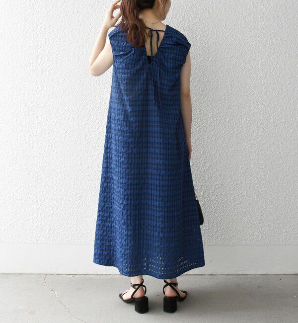 SHIPS any「SHIPS any:〈洗濯機可能〉シアー チェック パフショルダー ワンピース」|ワンピース|