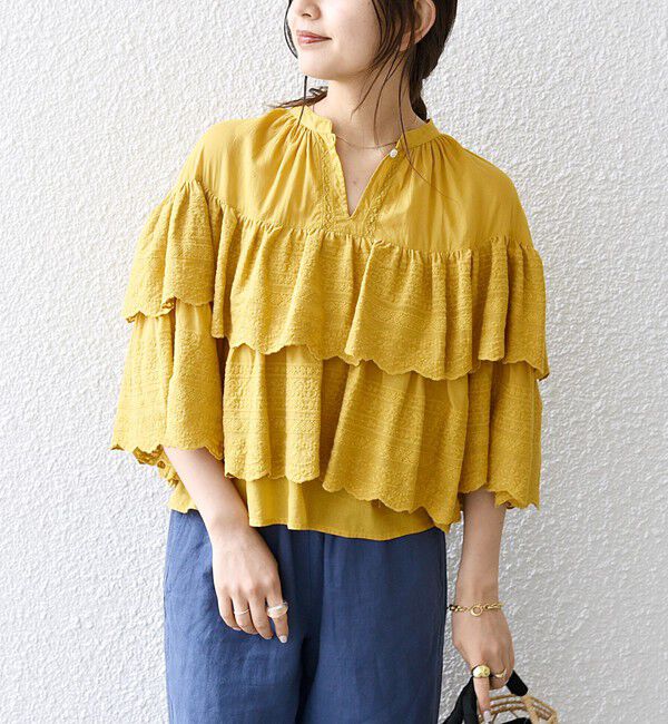 SHIPS any「bon_meur:〈洗濯機可能〉レース ティアード ボリューム ブラウス」|シャツ・ブラウス|