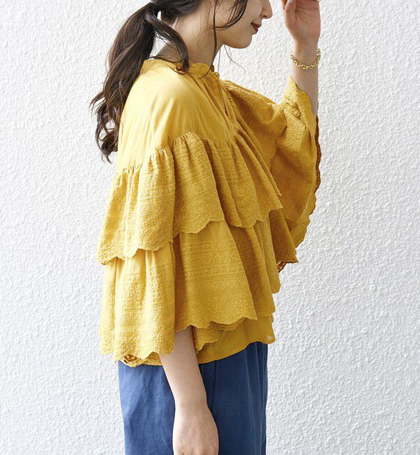 SHIPS any「bon_meur:〈洗濯機可能〉レース ティアード ボリューム ブラウス」|シャツ・ブラウス|