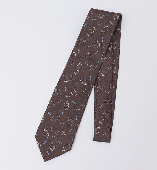 SHIPS「SHIPS: LUXURY シルク スクエア コンビ プリント ネクタイ」|ネクタイ・蝶ネクタイ|ブラウン