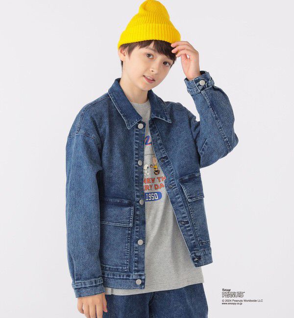 SHIPS KIDS「SHIPS KIDS:140～160cm / ジャージー ライク デニム ジャケット」|その他|ブルー系