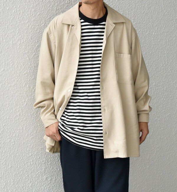 SHIPS any「SHIPS any: 〈洗濯機可能〉ビスコース モザイクツイル ライト オープンカラー シャツ◇」|シャツ・ブラウス|ベージュ