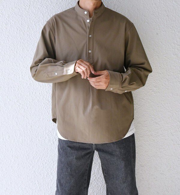 SHIPS any「SHIPS any: SORONA(R) ストレッチ ジャージー バンドスキッパー プルオーバー シャツ◇」|シャツ・ブラウス|カーキ