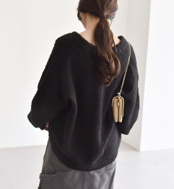 quaranciel「quaranciel:〈手洗い可能〉フェザーヤーン Vネック ラメ ニット カーディガン」|カーディガン|