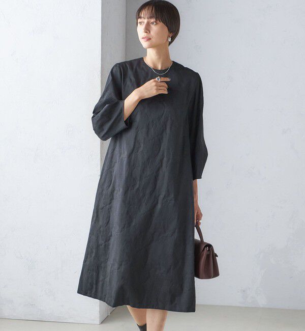 SHIPS for women「〈手洗い可能〉フラワー ジャカード フレア ワンピース」|ワンピース|