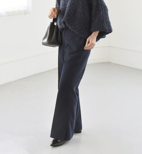 quaranciel「quaranciel:〈洗濯機可能〉ポリエステル サージ セミ フレア パンツ」|その他|