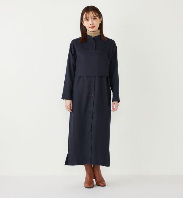 SHIPS Colors 「SHIPS Colors:〈洗濯機可能〉ビスチェ セット シャツ ワンピース」|ワンピース|ネイビー