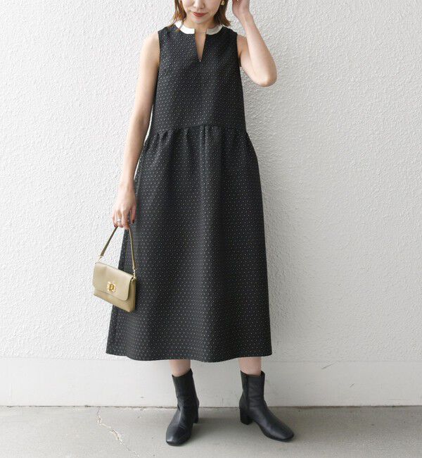 SHIPS any「SHIPS any:〈手洗い可能〉フラワー ジャカード ノースリーブ ワンピース」|ワンピース|