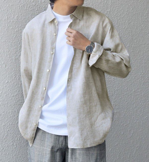 SHIPS any「SHIPS any:〈洗濯機可能〉ピュアリネン レギュラーカラー シャツ◇」|シャツ・ブラウス|ライトグレー