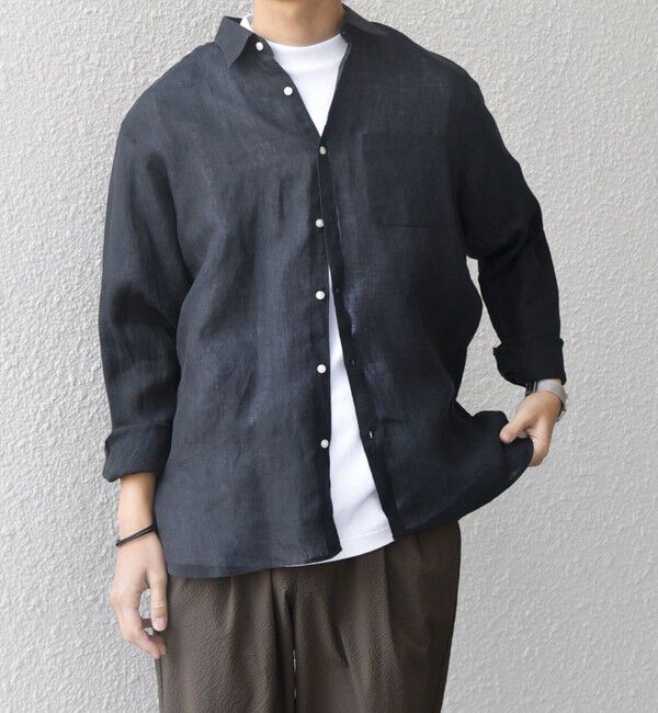 SHIPS any「SHIPS any:〈洗濯機可能〉ピュアリネン レギュラーカラー シャツ◇」|シャツ・ブラウス|