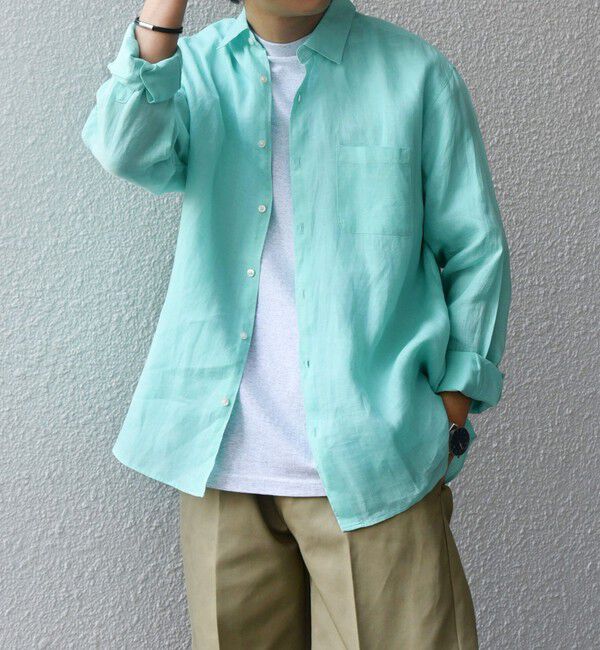 SHIPS any「SHIPS any:〈洗濯機可能〉ピュアリネン レギュラーカラー シャツ◇」|シャツ・ブラウス|