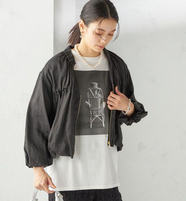 SHIPS for women「〈手洗い可能〉バック ギャザー リネン ジップ ブルゾン」|ブルゾン・スタジャン|