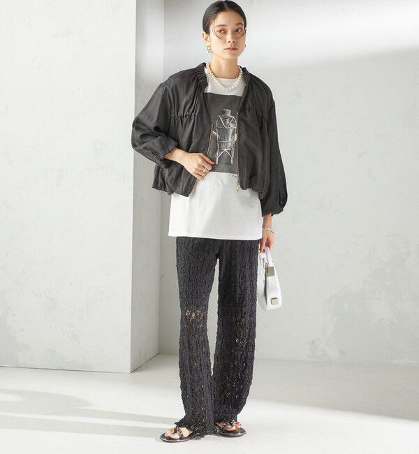 SHIPS for women「〈手洗い可能〉バック ギャザー リネン ジップ ブルゾン」|ブルゾン・スタジャン|